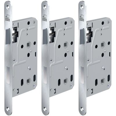 Basi Zimmertürschloss ES 929 BAD DIN Rechts Rundstulp 20 mm Edelstahl Falle Kunststoff Riegel Aluminium 3er Set Basi Zimmertürschloss ES 929 BAD DIN Rechts Rundstulp 20 mm Edelstahl Falle Kunststoff Riegel Aluminium 3er Set