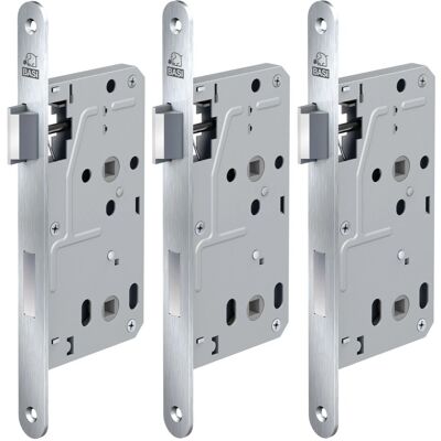 Basi Zimmertürschloss ES 929 BAD DIN Links Rundstulp 20 mm Edelstahl Falle Kunststoff Riegel Aluminium 3er Set Basi Zimmertürschloss ES 929 BAD DIN Links Rundstulp 20 mm Edelstahl Falle Kunststoff Riegel Aluminium 3er Set