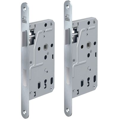 Basi Zimmertürschloss ES 927 BB DIN Rechts Rundstulp 20 mm Edelstahl Falle Kunststoff Riegel Aluminium 2er Set Basi Zimmertürschloss ES 927 BB DIN Rechts Rundstulp 20 mm Edelstahl Falle Kunststoff Riegel Aluminium 2er Set