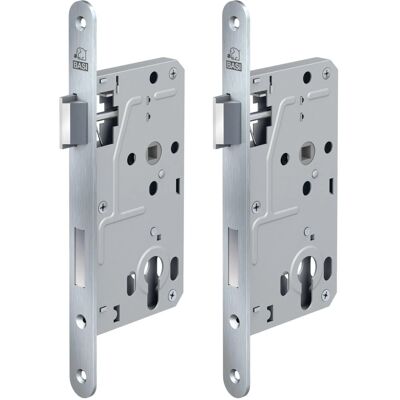 Basi Zimmertürschloss ES 92 8 PZW DIN Links Rundstulp 20 mm Edelstahl Falle Kunststoff Riegel Aluminium 2er Set Basi Zimmertürschloss ES 92 8 PZW DIN Links Rundstulp 20 mm Edelstahl Falle Kunststoff Riegel Aluminium 2er Set