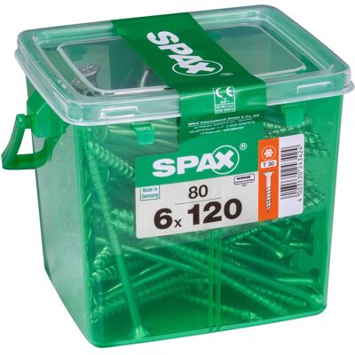 Spax Senkkopf Universalschraube T-Star plus-Antrieb Ø 6 mm x 120 mm 80 Stück Spax Senkkopf Universalschraube T-Star plus-Antrieb Ø 6 mm x 120 mm 80 Stück