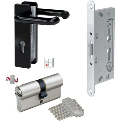 Basi KomplettSet ZT/FS 2150 Schwarz inkl. Einsteckschloss ES 984 und V55 Doppelzylinder 30/35 mm mit N+G Verschiedenschließend Basi KomplettSet ZT/FS 2150 Schwarz inkl. Einsteckschloss ES 984 und V55 Doppelzylinder 30/35 mm mit N+G Verschiedenschließend