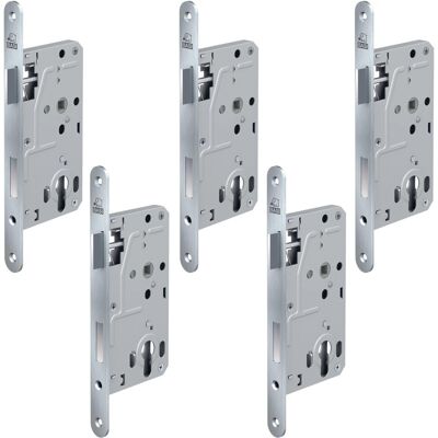 Basi Zimmertürschloss ES 928 PZW DIN Rechts Rundstulp 20 mm Edelstahl Falle Kunststoff Riegel Aluminium 5er Set Basi Zimmertürschloss ES 928 PZW DIN Rechts Rundstulp 20 mm Edelstahl Falle Kunststoff Riegel Aluminium 5er Set