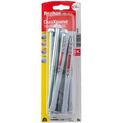 Fischer Langschaftdübel DuoXpand FUS 10 x 140 Sechskantschraube U-Scheibe 4 St. Fischer Langschaftdübel DuoXpand FUS 10 x 140 Sechskantschraube U-Scheibe 4 St.