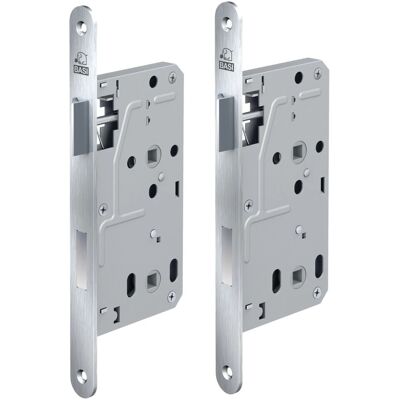 Basi Zimmertürschloss ES 929 BAD DIN Rechts/Links Rundstulp 20 mm Edelstahl Falle/Riegel Aluminium 2er Set Basi Zimmertürschloss ES 929 BAD DIN Rechts/Links Rundstulp 20 mm Edelstahl Falle/Riegel Aluminium 2er Set