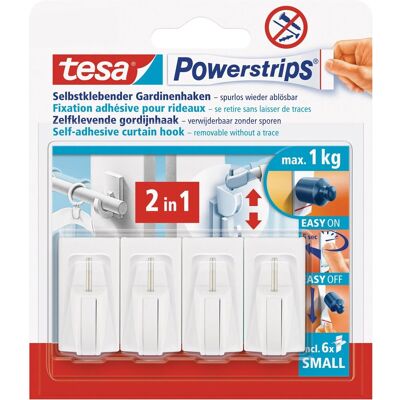 tesa Powerstrips Gardinenhaken selbstklebend weiß 4 Stück tesa Powerstrips Gardinenhaken selbstklebend weiß 4 Stück