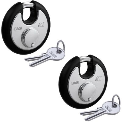 Basi Rundbügel Vorhangschloss Set 2* RVS 610W 70 mm Schwarz Gleichschließend Edelstahlgehäuse Witterungsschutz Basi Rundbügel Vorhangschloss Set 2* RVS 610W 70 mm Schwarz Gleichschließend Edelstahlgehäuse Witterungsschutz