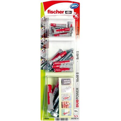 Fischer Dübel DuoPower Ø 6 mm / 8 mm / 10 mm S mit Schrauben Fischer Dübel DuoPower Ø 6 mm / 8 mm / 10 mm S mit Schrauben
