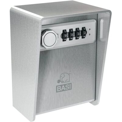 Basi Schlüsselsafe mit Zahlenschloss SSZ 400 aus 3 mm Edelstahl mit 2 Schlüsselhaken Einstellbare 4Stelliger Zahlenkombination Basi Schlüsselsafe mit Zahlenschloss SSZ 400 aus 3 mm Edelstahl mit 2 Schlüsselhaken Einstellbare 4Stelliger Zahlenkombination