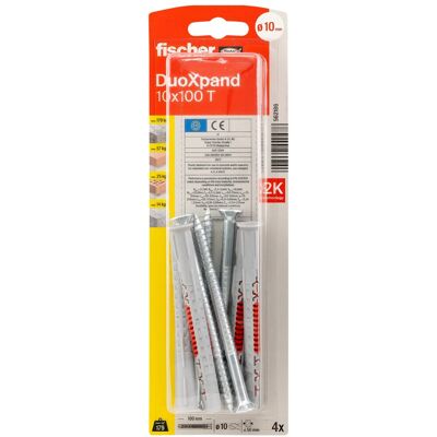 Fischer Langschaftdübel DuoXpand T Senkkopfschraube 10 mm x 100 mm 4 Stück Fischer Langschaftdübel DuoXpand T Senkkopfschraube 10 mm x 100 mm 4 Stück