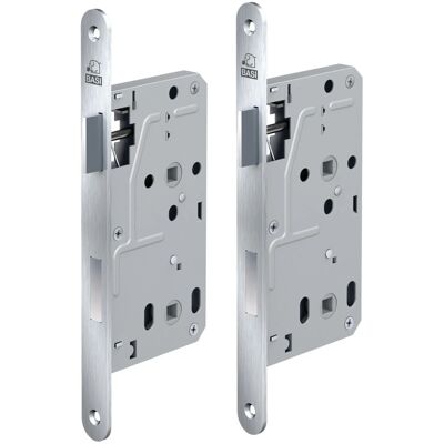 Basi Zimmertürschloss ES 929 BAD DIN Rechts Rundstulp 20 mm Edelstahl Falle Kunststoff Riegel Aluminium 2er Set Basi Zimmertürschloss ES 929 BAD DIN Rechts Rundstulp 20 mm Edelstahl Falle Kunststoff Riegel Aluminium 2er Set