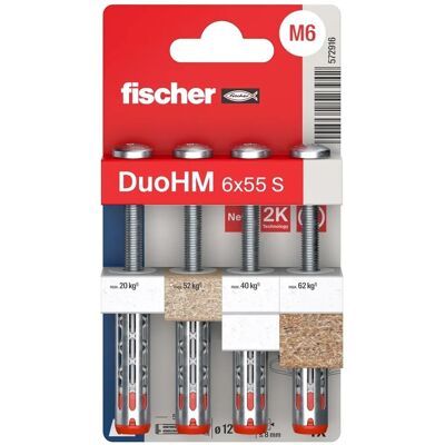 Fischer Hohlraumdübel DuoHM Ø 12 mm x 55 mm 4 Stück Fischer Hohlraumdübel DuoHM Ø 12 mm x 55 mm 4 Stück