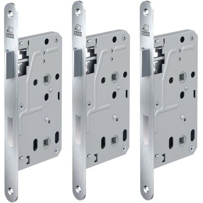Basi Zimmertürschloss ES 929 BAD DIN Rechts/Links Rundstulp 20 mm Edelstahl Falle/Riegel Aluminium 3er Set Basi Zimmertürschloss ES 929 BAD DIN Rechts/Links Rundstulp 20 mm Edelstahl Falle/Riegel Aluminium 3er Set