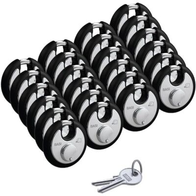 Basi Rundbügel Vorhangschloss Set 24* RVS 610W 70 mm Schwarz Gleichschließend Edelstahlgehäuse Witterungsschutz Basi Rundbügel Vorhangschloss Set 24* RVS 610W 70 mm Schwarz Gleichschließend Edelstahlgehäuse Witterungsschutz