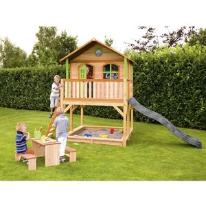 Axi Marc Spielhaus Braun - Grün mit Grauer Rutsche 212 x 432 x 293 cm Axi Marc Spielhaus Braun - Grün mit Grauer Rutsche 212 x 432 x 293 cm