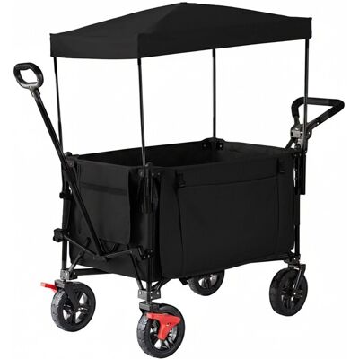 Relaxdays Bollerwagen Polyester Schwarz Faltbar mit Dach 131 cm x 54 cm x 97 cm Relaxdays Bollerwagen Polyester Schwarz Faltbar mit Dach 131 cm x 54 cm x 97 cm