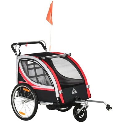 HOMCOM Child Bike Trailer Kunststoff-Kunststoff Rot Schwarz 142L x 75B x 101H cm HOMCOM Child Bike Trailer Kunststoff-Kunststoff Rot Schwarz 142L x 75B x 101H cm