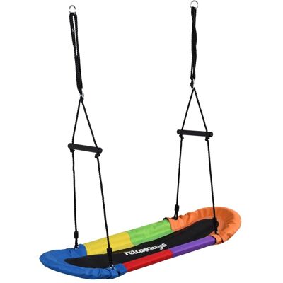 Relaxdays Nestschaukel Oxford-Stoff Stahl Schaumstoff Bunt Höhenverstellbar mit Griffen 123 cm x 45 cm 150 kg Relaxdays Nestschaukel Oxford-Stoff Stahl Schaumstoff Bunt Höhenverstellbar mit Griffen 123 cm x 45 cm 150 kg