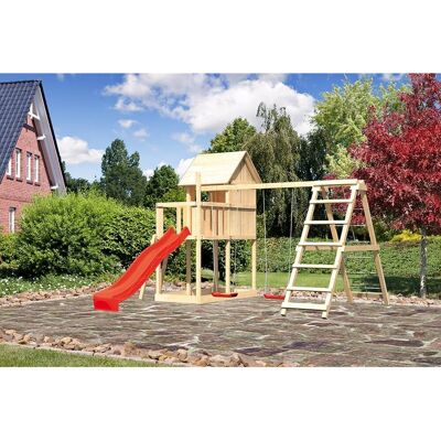 Karibu Frieda Holzspielhaus mit Rutsche & Schaukel - Spielhaus Karibu Frieda Holzspielhaus mit Rutsche & Schaukel - Spielhaus