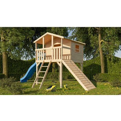AKUBI Holzspielhaus Benjamin mit 3m Rutsche - Spielhaus AKUBI Holzspielhaus Benjamin mit 3m Rutsche - Spielhaus