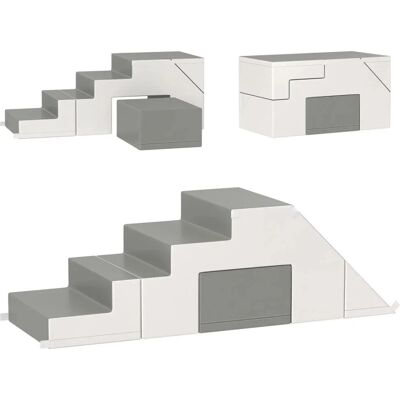 HOMCOM Kinder-Softplay-Set Kunstleder Schaumstoff Grau 147L x 49B x 47H cm HOMCOM Kinder-Softplay-Set Kunstleder Schaumstoff Grau 147L x 49B x 47H cm