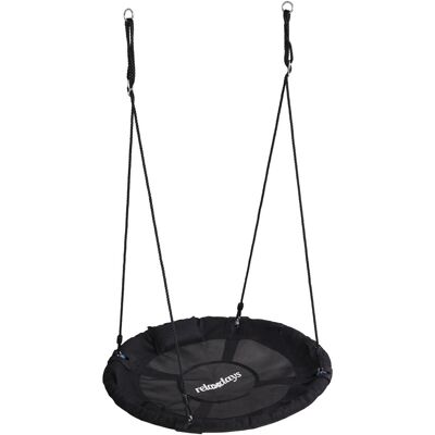 Relaxdays Nestschaukel Stahl Schwarz mit Kissen und Griffen ø 100 cm Relaxdays Nestschaukel Stahl Schwarz mit Kissen und Griffen ø 100 cm