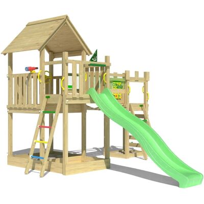 Jungle Gym Spielturm Lookout Holz Wackelbrücke Kletterrampe Rutsche Hellgrün Jungle Gym Spielturm Lookout Holz Wackelbrücke Kletterrampe Rutsche Hellgrün