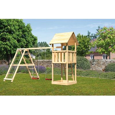 Karibu Kinderspielturm Lotti Set Doppelschaukel und Klettergerüst Karibu Kinderspielturm Lotti Set Doppelschaukel und Klettergerüst