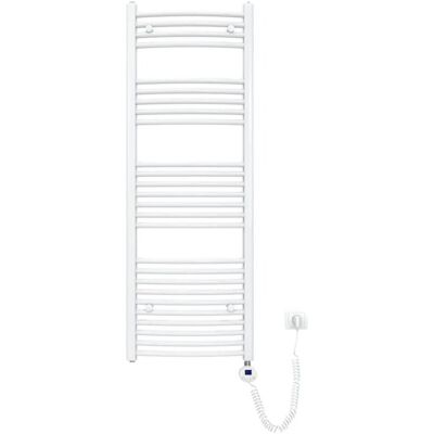 Emke Elektrischer Badheizkörper Gebogen mit Thermostat Handtuchtrockner mit Heizstab 140x50cm 600W Weiß Emke Elektrischer Badheizkörper Gebogen mit Thermostat Handtuchtrockner mit Heizstab 140x50cm 600W Weiß