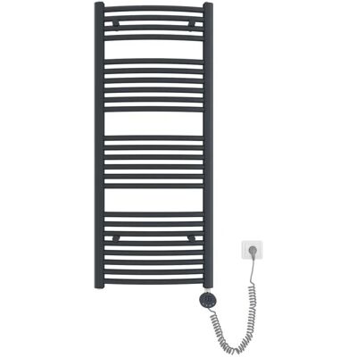 Emke Elektrischer Badheizkörper Gebogen mit Thermostat Handtuchtrockner mit Heizstab 120x50cm 500W Anthrazit Emke Elektrischer Badheizkörper Gebogen mit Thermostat Handtuchtrockner mit Heizstab 120x50cm 500W Anthrazit