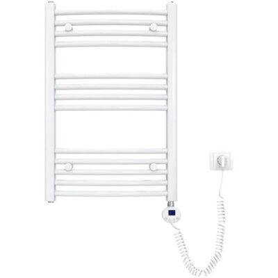 Emke Elektrischer Badheizkörper Gebogen mit Thermostat Handtuchtrockner mit Heizstab 75×50cm 300W Weiß Emke Elektrischer Badheizkörper Gebogen mit Thermostat Handtuchtrockner mit Heizstab 75×50cm 300W Weiß