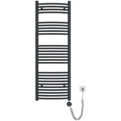 Emke Elektrischer Badheizkörper Gebogen mit Thermostat Handtuchtrockner mit Heizstab 140x50cm 600W Anthrazit Emke Elektrischer Badheizkörper Gebogen mit Thermostat Handtuchtrockner mit Heizstab 140x50cm 600W Anthrazit