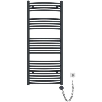 Emke Elektrischer Badheizkörper Gebogen mit Thermostat Handtuchtrockner mit Heizstab 140x60cm 600W Anthrazit Emke Elektrischer Badheizkörper Gebogen mit Thermostat Handtuchtrockner mit Heizstab 140x60cm 600W Anthrazit