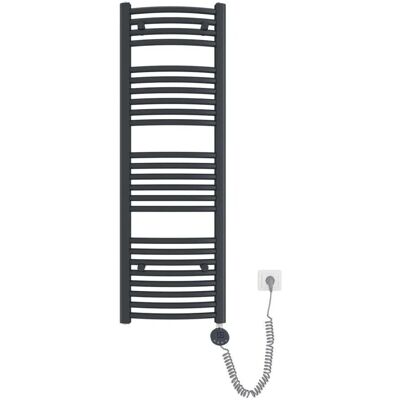 Emke Elektrischer Badheizkörper Gebogen mit Thermostat Handtuchtrockner mit Heizstab 120x40cm 500W Anthrazit Emke Elektrischer Badheizkörper Gebogen mit Thermostat Handtuchtrockner mit Heizstab 120x40cm 500W Anthrazit
