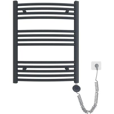 Emke Elektrischer Badheizkörper Gebogen mit Thermostat Handtuchtrockner mit Heizstab 75×60cm 300W Anthrazit Emke Elektrischer Badheizkörper Gebogen mit Thermostat Handtuchtrockner mit Heizstab 75×60cm 300W Anthrazit