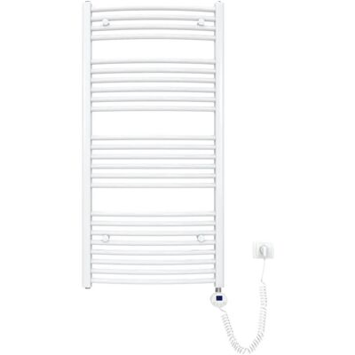 Emke Elektrischer Badheizkörper Gebogen mit Thermostat Handtuchtrockner mit Heizstab 120x50cm 600W Weiß Emke Elektrischer Badheizkörper Gebogen mit Thermostat Handtuchtrockner mit Heizstab 120x50cm 600W Weiß