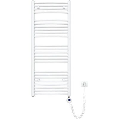 Emke Elektrischer Badheizkörper Gebogen mit Thermostat Handtuchtrockner mit Heizstab 120x50cm 500W Weiß Emke Elektrischer Badheizkörper Gebogen mit Thermostat Handtuchtrockner mit Heizstab 120x50cm 500W Weiß