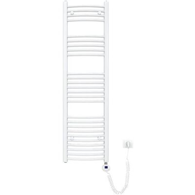 Emke Elektrischer Badheizkörper Gebogen mit Thermostat Handtuchtrockner mit Heizstab 140x40cm 500W Weiß Emke Elektrischer Badheizkörper Gebogen mit Thermostat Handtuchtrockner mit Heizstab 140x40cm 500W Weiß