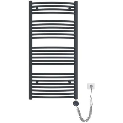 Emke Elektrischer Badheizkörper Gebogen mit Thermostat Handtuchtrockner mit Heizstab 120x50cm 600W Anthrazit Emke Elektrischer Badheizkörper Gebogen mit Thermostat Handtuchtrockner mit Heizstab 120x50cm 600W Anthrazit