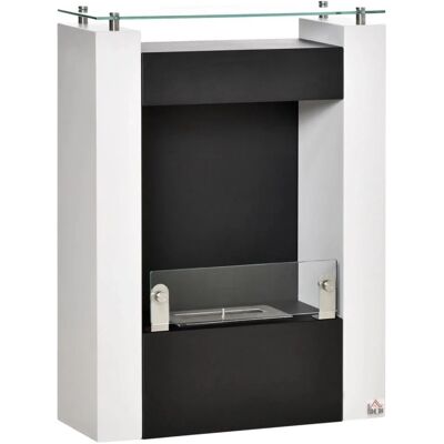 HOMCOM Alkohol Kamin Edelstahl Gehärtetes Glas 60B x 20T x 79H cm Weiß+Schwarz HOMCOM Alkohol Kamin Edelstahl Gehärtetes Glas 60B x 20T x 79H cm Weiß+Schwarz