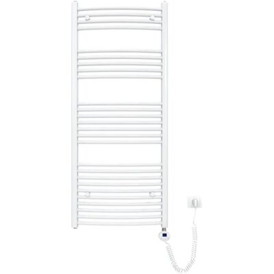 Emke Elektrischer Badheizkörper Gebogen mit Thermostat Handtuchtrockner mit Heizstab 140x60cm 600W Weiß Emke Elektrischer Badheizkörper Gebogen mit Thermostat Handtuchtrockner mit Heizstab 140x60cm 600W Weiß