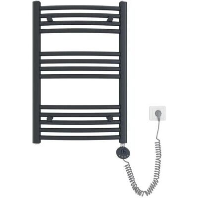 Emke Elektrischer Badheizkörper Gebogen mit Thermostat Handtuchtrockner mit Heizstab 75×50cm 300W Anthrazit Emke Elektrischer Badheizkörper Gebogen mit Thermostat Handtuchtrockner mit Heizstab 75×50cm 300W Anthrazit