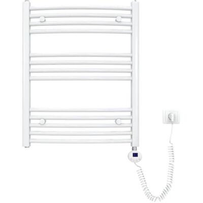 Emke Elektrischer Badheizkörper Gebogen mit Thermostat Handtuchtrockner mit Heizstab 75×60cm 300W Weiß Emke Elektrischer Badheizkörper Gebogen mit Thermostat Handtuchtrockner mit Heizstab 75×60cm 300W Weiß