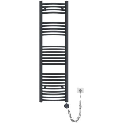 Emke Elektrischer Badheizkörper Gebogen mit Thermostat Handtuchtrockner mit Heizstab 140x40cm 500W Anthrazit Emke Elektrischer Badheizkörper Gebogen mit Thermostat Handtuchtrockner mit Heizstab 140x40cm 500W Anthrazit