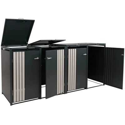 MCW 4er-Mülltonnenverkleidung O67 Anthrazit Holzoptik Hell 122x264x84cm MCW 4er-Mülltonnenverkleidung O67 Anthrazit Holzoptik Hell 122x264x84cm