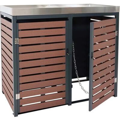 MCW 2er Mülltonnenverkleidung K14 Walnuss-Holzoptik 124x134x84cm MCW 2er Mülltonnenverkleidung K14 Walnuss-Holzoptik 124x134x84cm