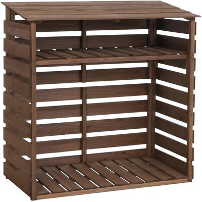 MCW Brennholzlager Q16 121x122x61cm Dunkelbraun MCW Brennholzlager Q16 121x122x61cm Dunkelbraun
