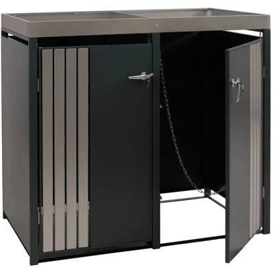 MCW 2er-Mülltonnenverkleidung O67 Anthrazit Edelstahl 125x132x84cm MCW 2er-Mülltonnenverkleidung O67 Anthrazit Edelstahl 125x132x84cm