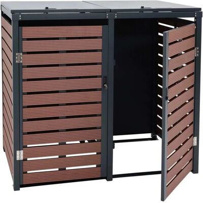 MCW 2er-/4er-Mülltonnenverkleidung K14 Walnuss-Holzoptik 119x140x102cm MCW 2er-/4er-Mülltonnenverkleidung K14 Walnuss-Holzoptik 119x140x102cm