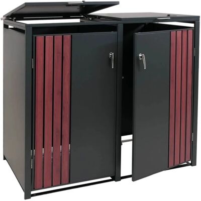 MCW 2er-Mülltonnenverkleidung O67 Anthrazit Holzoptik Dunkel 122x132x84cm MCW 2er-Mülltonnenverkleidung O67 Anthrazit Holzoptik Dunkel 122x132x84cm